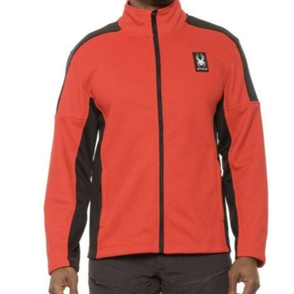 New $129 Spyder Men Mendoza Bonded Sweater Fleece Full-Zip Jacket Red Medium‎